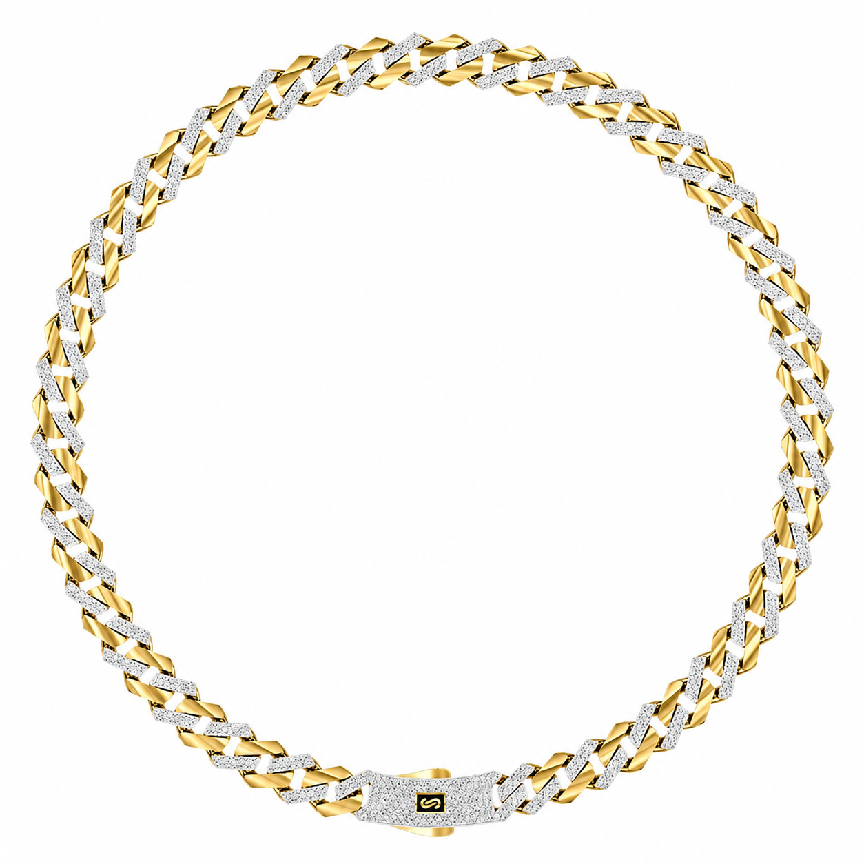 14K Yellow Gold Monaco Classic Alternate Pave Chain